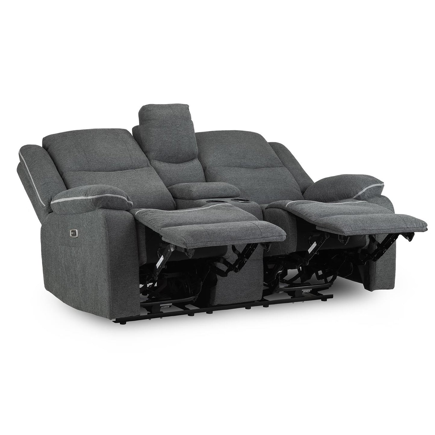 Harlow Graphite Grey Fabric Electric Reclining 2 Seater Sofa