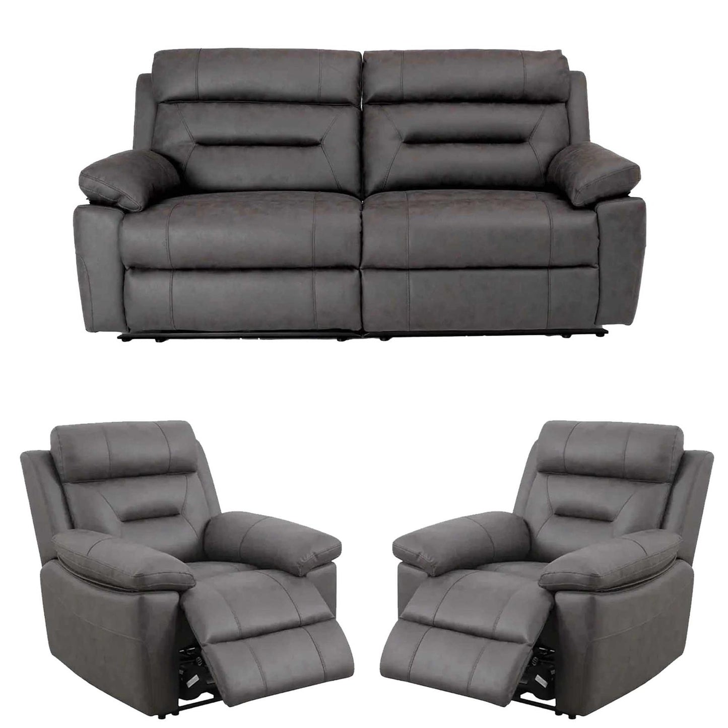 Lucy Electric Reclining 3 Piece Sofa Suite 3 + 1 + 1 Grey