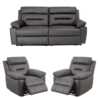 Lucy Electric Reclining 3 Piece Sofa Suite 3 + 1 + 1 Grey