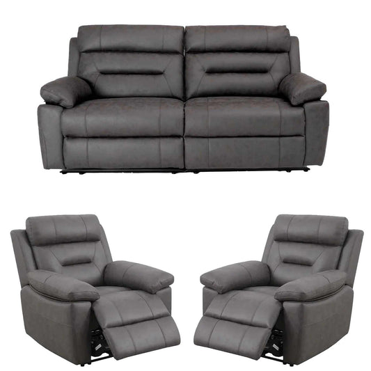 Lucy Electric Reclining 3 Piece Sofa Suite 3 + 1 + 1 Grey