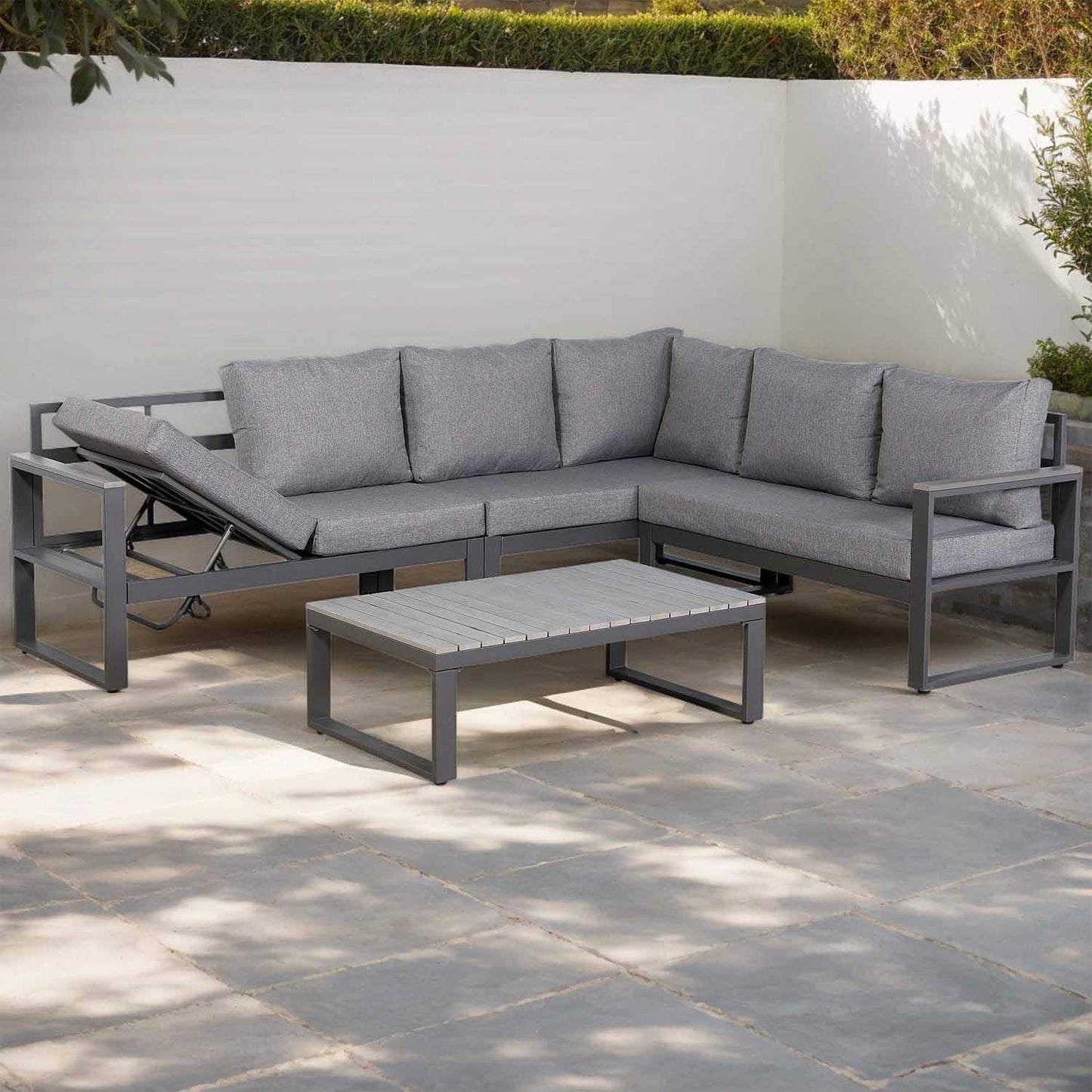 Aluminium Charcoal L Shaped RHF Outdoor Garden Furniture Coffee Table