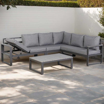 Aluminium Charcoal L Shaped RHF Outdoor Garden Furniture Coffee Table