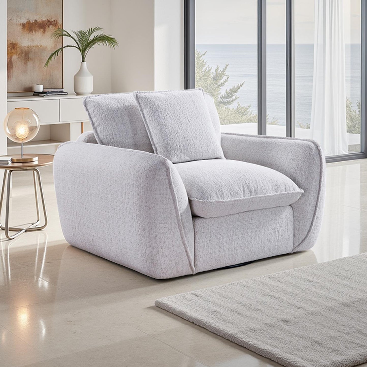 Berti Fabric Armchair Beige or Grey