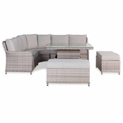 Rattan Garden Corner Sofa Set with Rising Dining Table and Bench