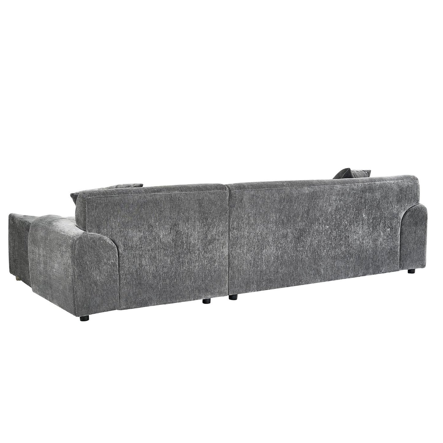 Monza L Shaped Chenille Fabric Beige Grey 4 Seater Corner Sofa RH