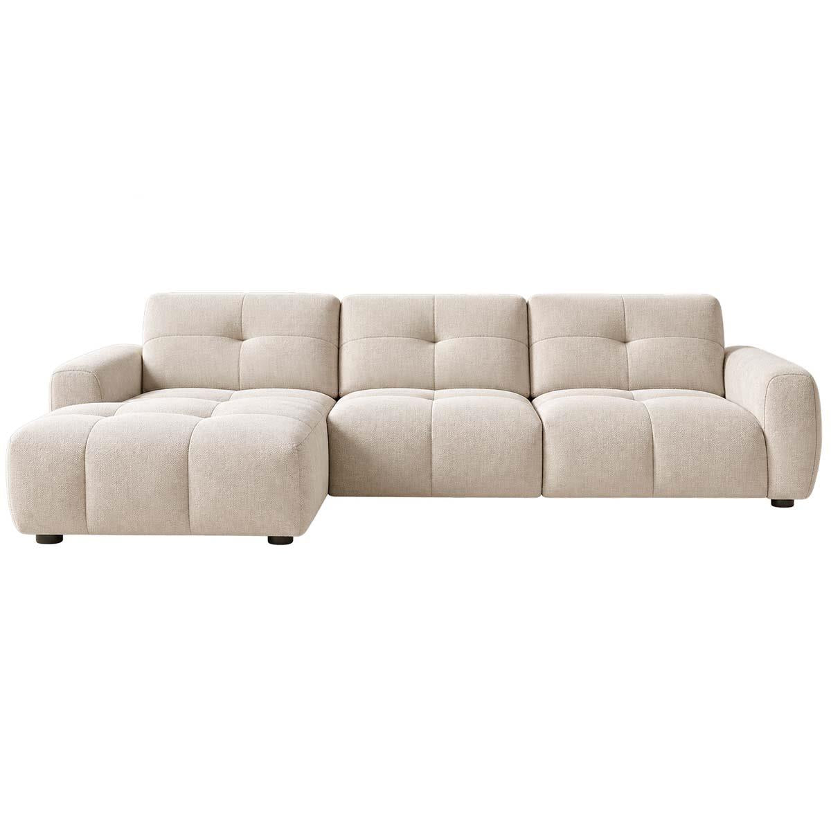 Marsha Large Chaise Corner Sofa Fabric L Shaped Beige or Grey