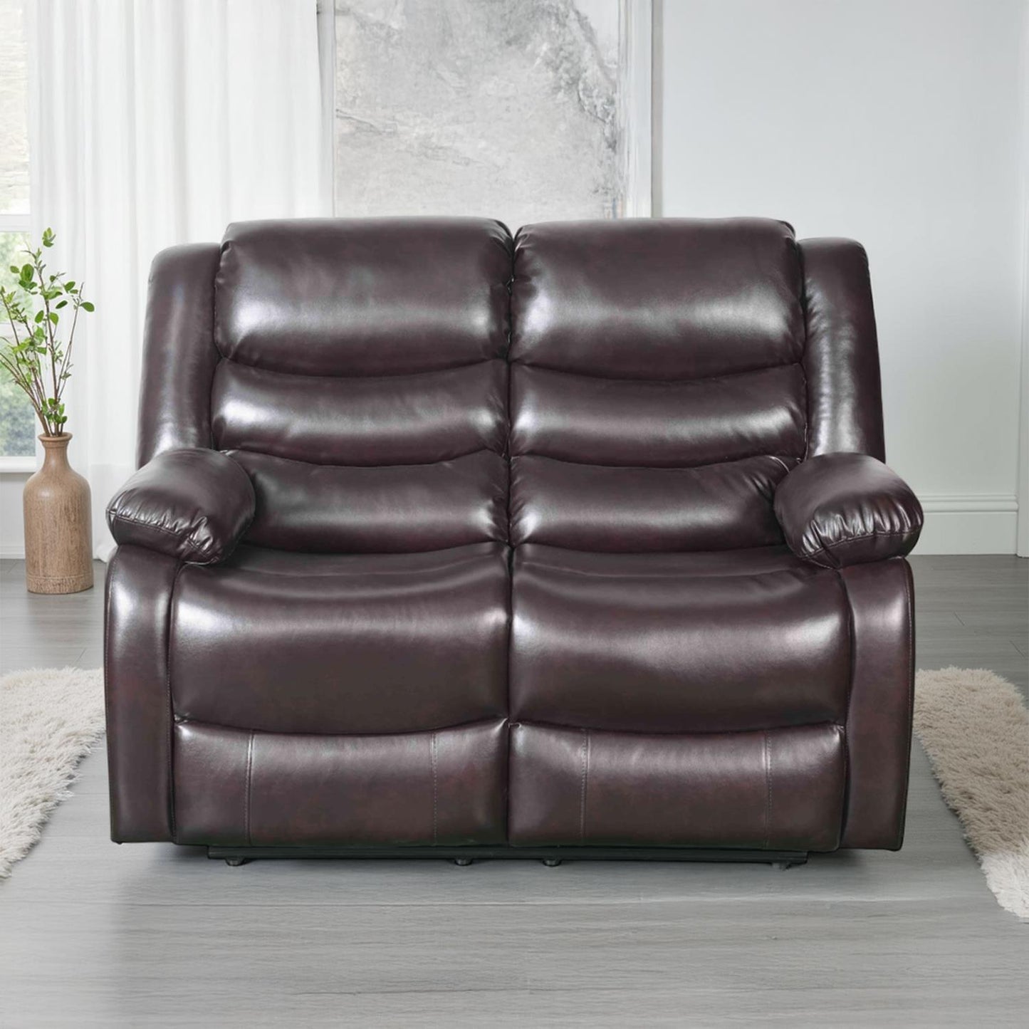 Cortland Leather Look 3 Piece Sofa Suite Manual Reclining Black or Brown