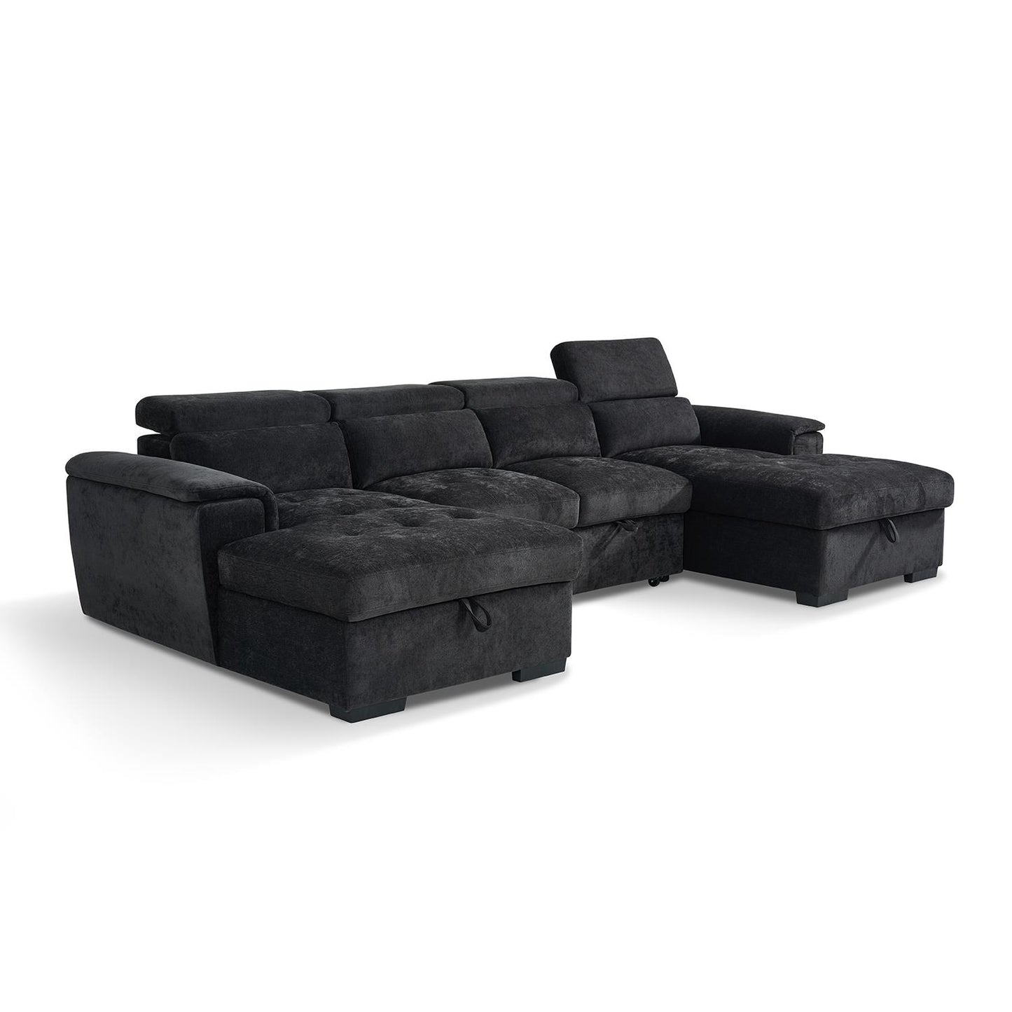 Large 4 5 Seater Fabric U Shaped Sofa Bed Tilting Headrest Storage
