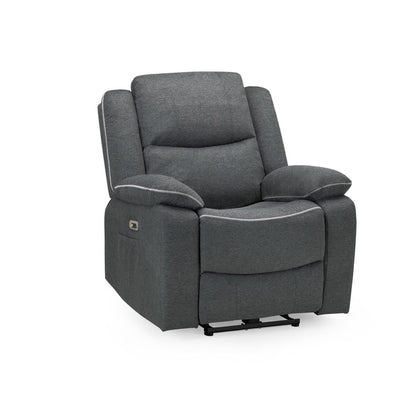 Harlow Graphite Grey Fabric 3 Piece Electric Reclining Suite 3 + 2 + 1