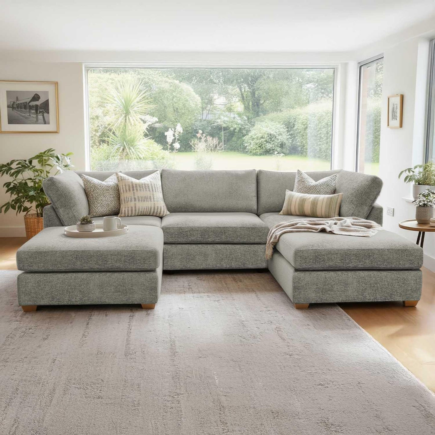 Kenzo U-Shaped 4-5 Seater Chenille Fabric Sofa