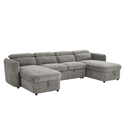 Ria Large 4 5 Seater Fabric U Shaped Sofa Bed Tilting Headrest Storage
