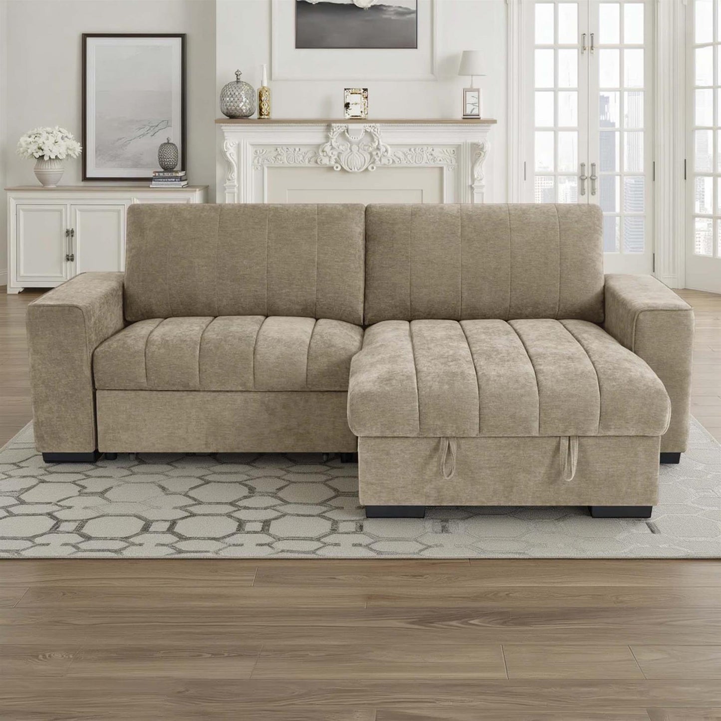 Frankie Universal Corner Sofa Bed with Storage USB & Cupholder