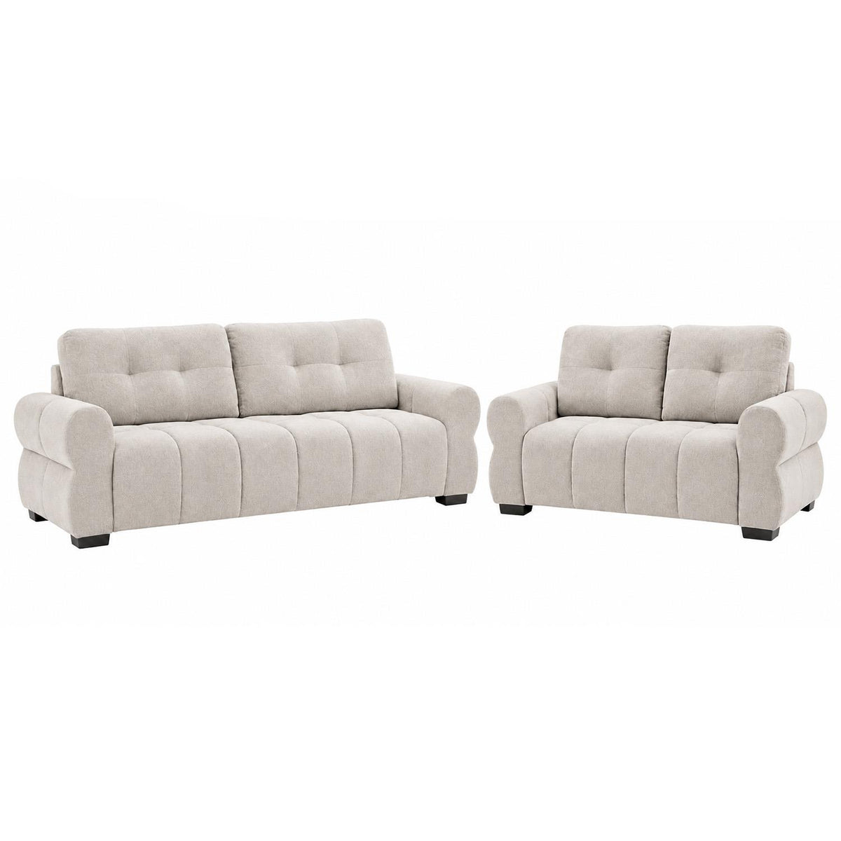 Sandford 3 2 Sofa Suite Fabric Set Rolled Arms Beige or Grey