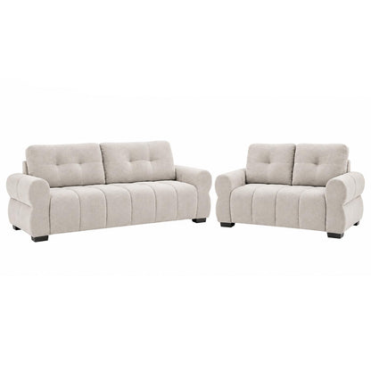 Sandford 3 2 Sofa Suite Fabric Set Rolled Arms Beige or Grey