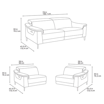 Oscar Ivory Fabric 3 Seater Electric Reclining Sofa USB Power Headrest