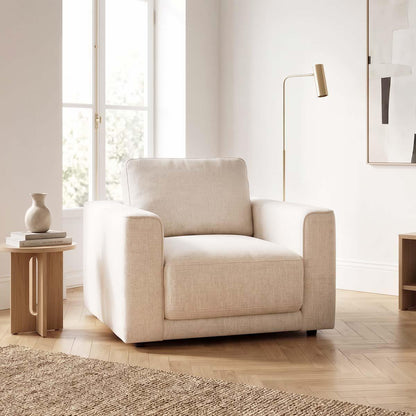 Melrose Woven Fabric Armchair with Removable Back Cushion Modern