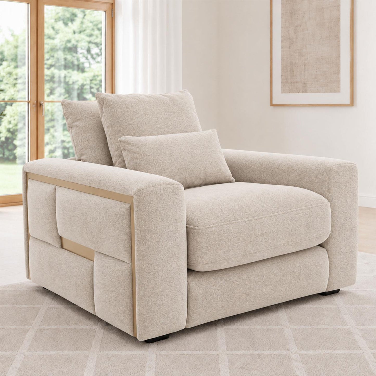 Juno Chenille Armchair with Removable Seat & Back Cushions