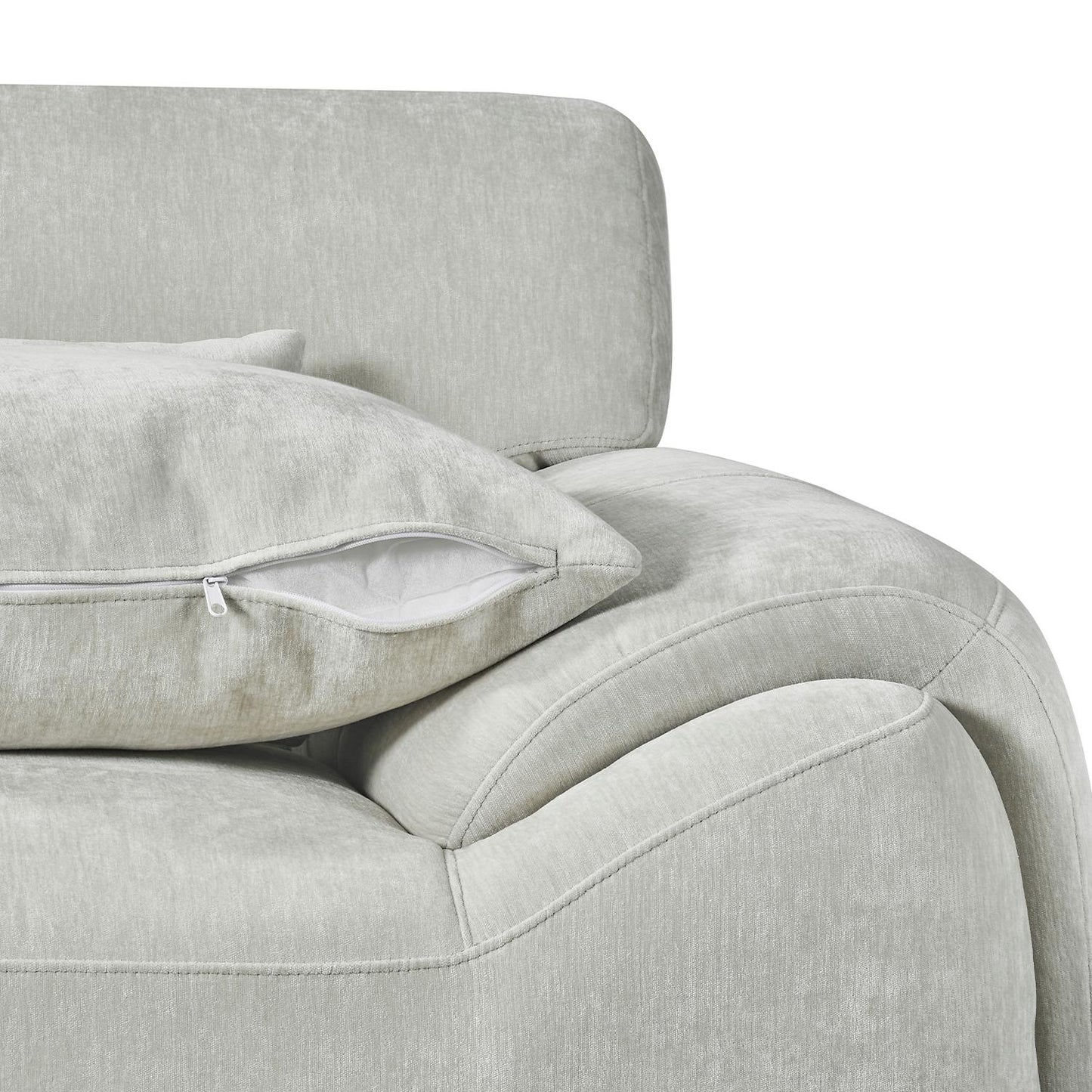 Monza L Shaped Chenille Fabric Beige Grey 4 Seater Corner Sofa LH