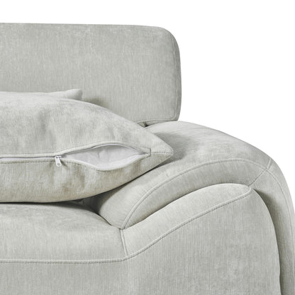 Monza L Shaped Chenille Fabric Beige Grey 4 Seater Corner Sofa LH