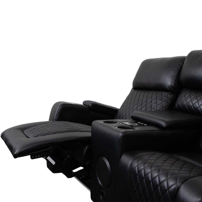 Felix Black or Grey Leather Electric Reclining Sofa Suite USB Cup Holder
