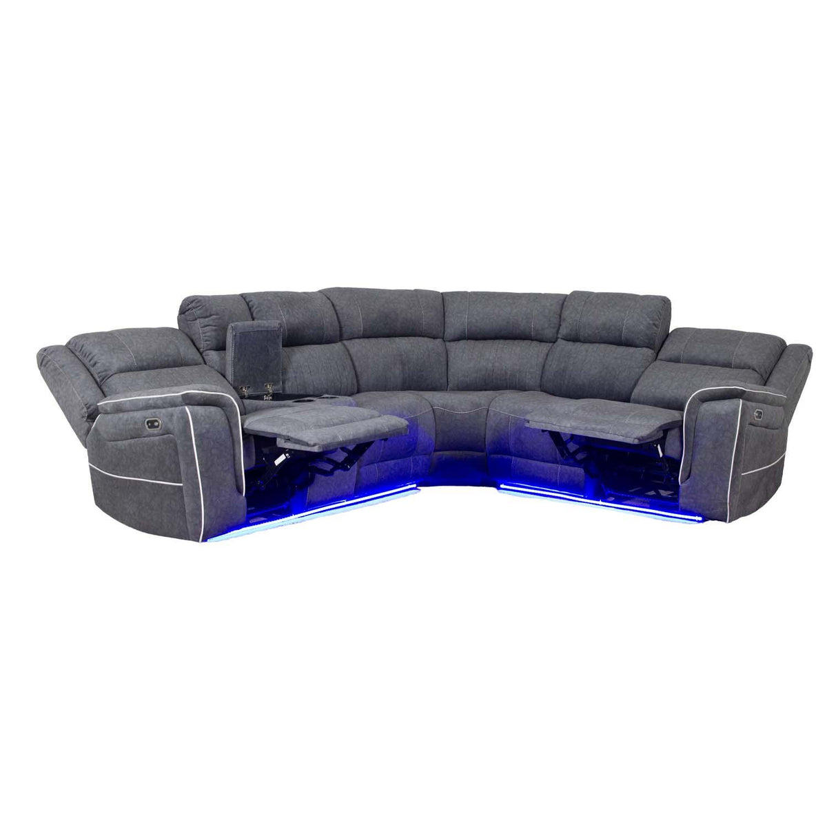 Anna Grey Fabric 5 Seater Electric Recliner Corner Sofa USB