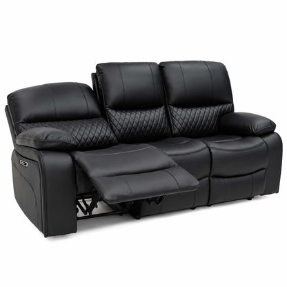 Bentley Black Electric Recliner Sofa Suite 3 + 2 Seater, Eco Leather