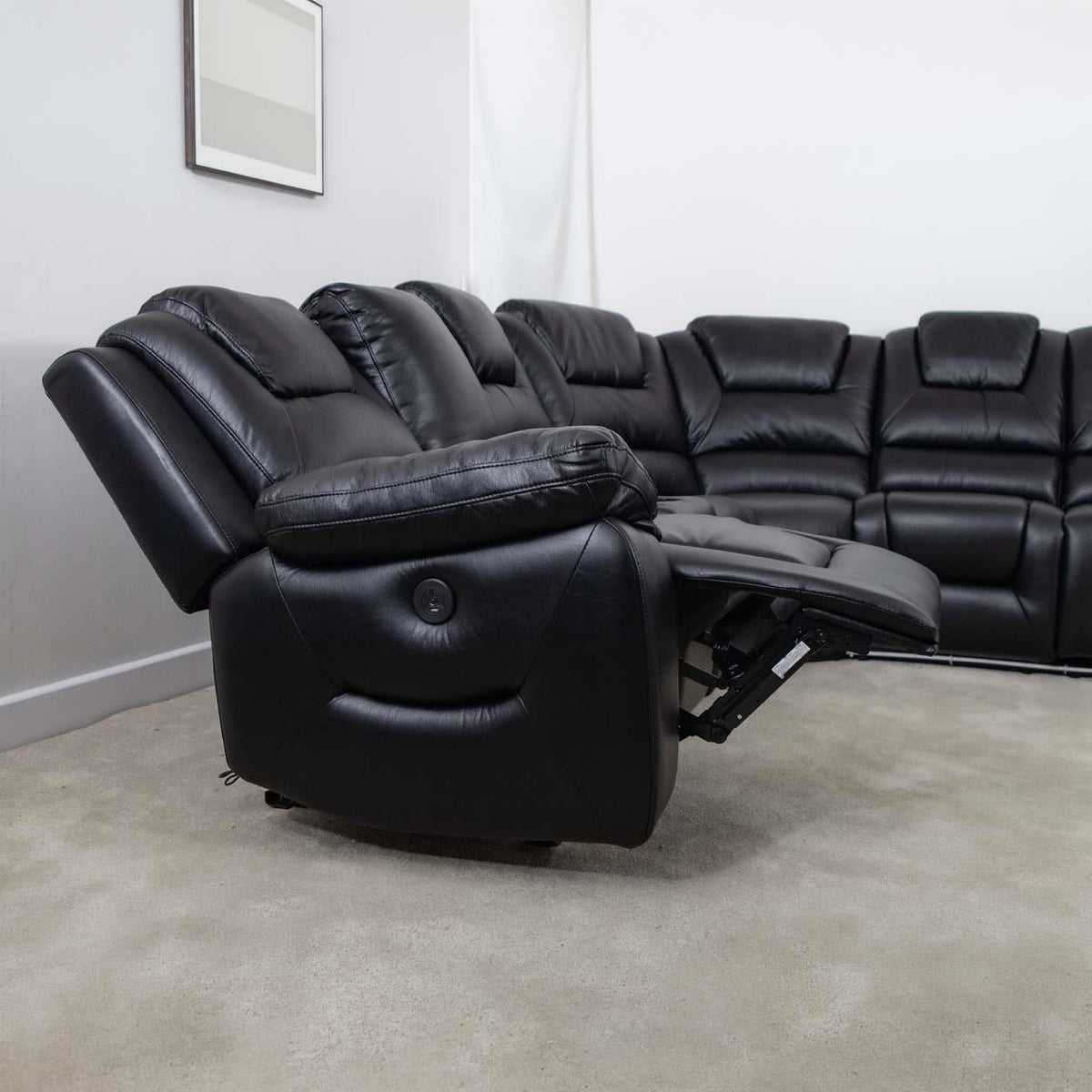 Oxbridge 5 Seater Electric Recliner Corner Sofa LED USB Black or Grey