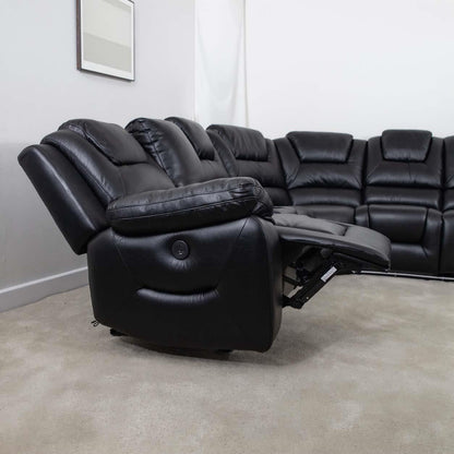 Oxbridge 5 Seater Electric Recliner Corner Sofa LED USB Black or Grey