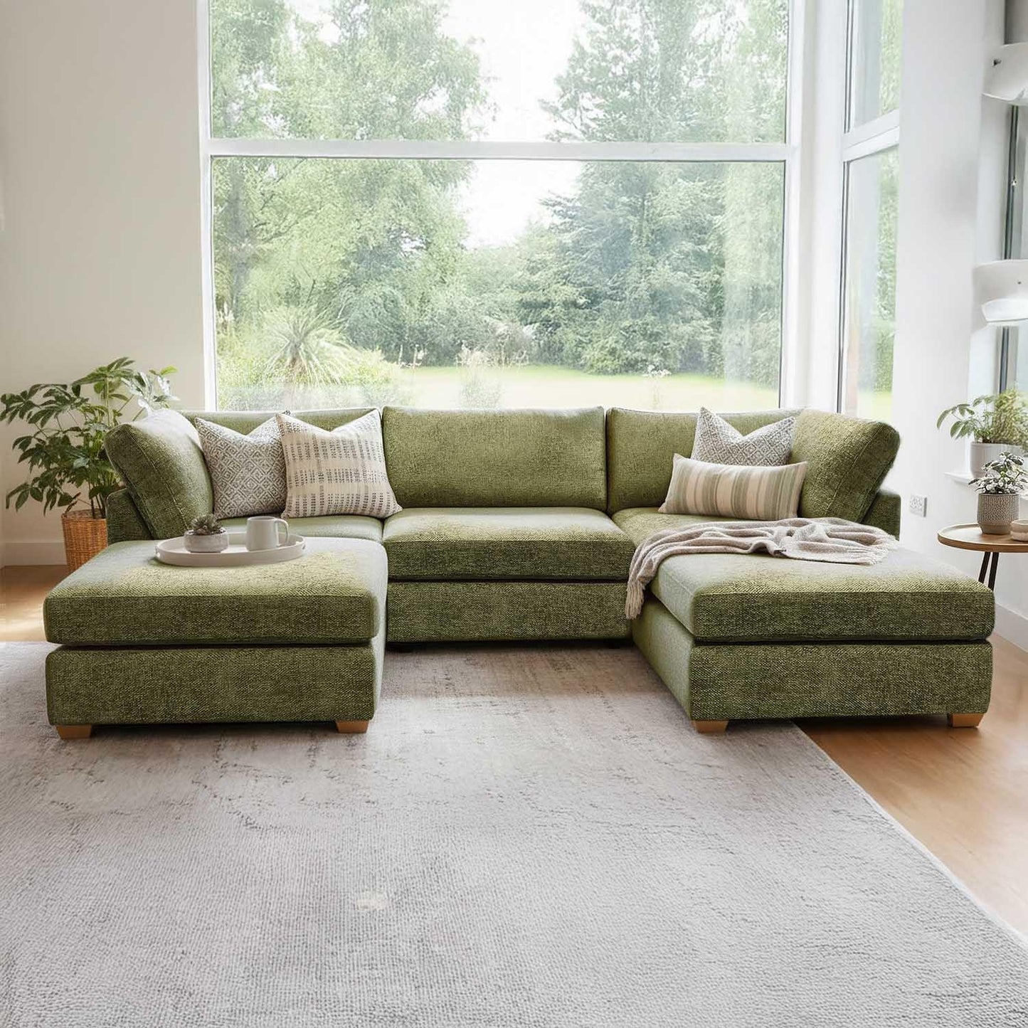 Kenzo U-Shaped 4-5 Seater Chenille Fabric Sofa