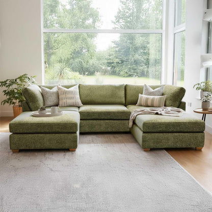 Kenzo U-Shaped 4-5 Seater Chenille Fabric Sofa