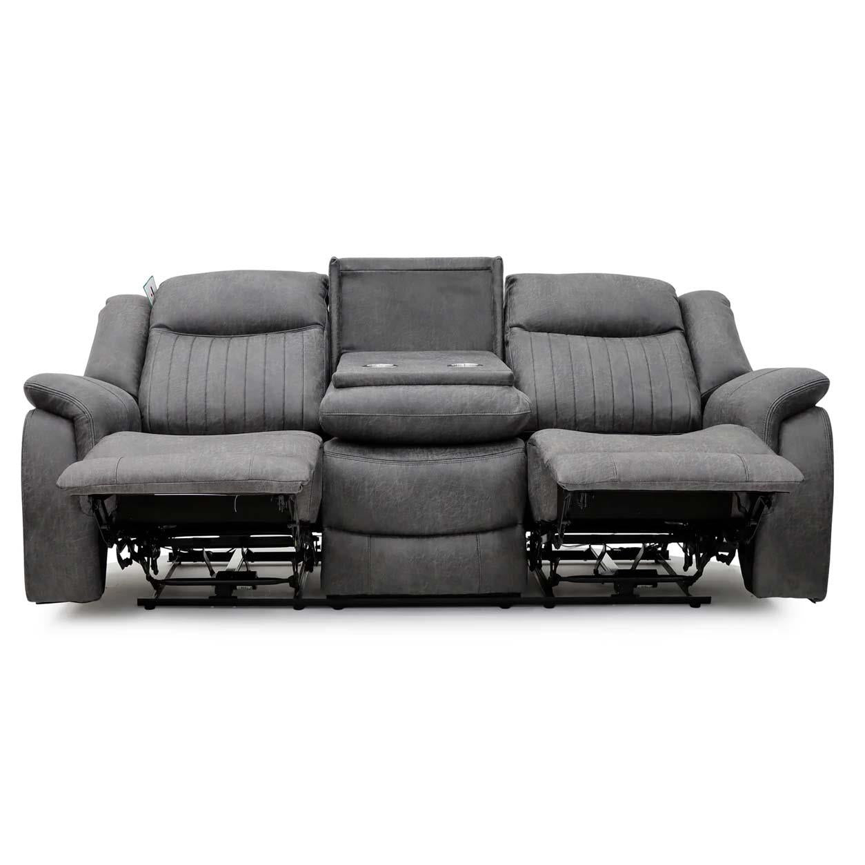 Lennox Grey Tech Fabric 3 + 2 + 1 Sofa Suite with Electric Recliner