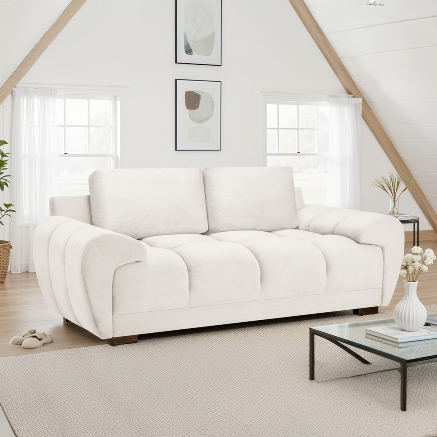 Zura Plush Velvet Large 3 + 2 Sofa Suite | Cream, Grey or Mocha