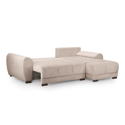 Zura Plush Velvet Large 3 Seater L Shaped Universal Corner Sofa Bed