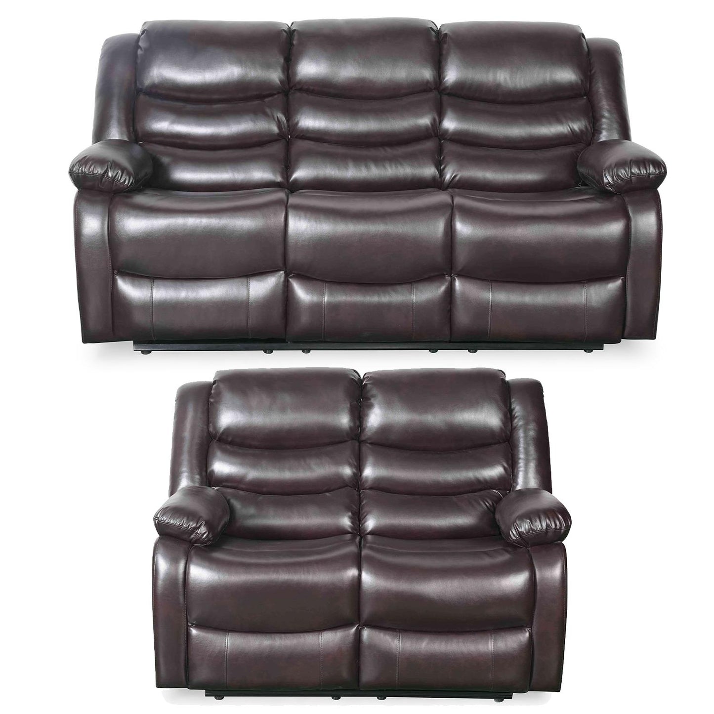 Cortland Leather Look 3 + 2 Sofa Suite Manual Reclining Black or Brown
