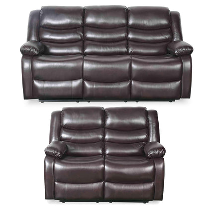 Cortland Leather Look 3 + 2 Sofa Suite Manual Reclining Black or Brown
