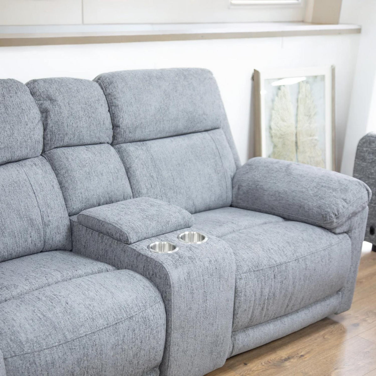 Orson 5 Seater Electric Recliner Corner Sofa Console Beige or Grey