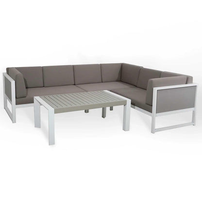 Aluminium Garden Corner Sofa Set 6 Seater with Coffee Table
