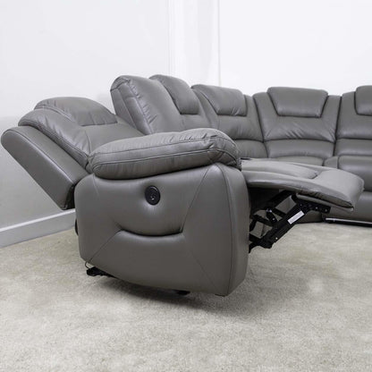 Oxbridge 5 Seater Electric Recliner Corner Sofa LED USB Black or Grey