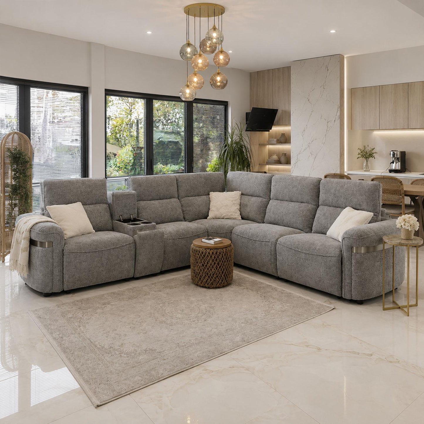 Buxley 5 Seater Electric Reclining Corner Sofa Wireless Charging