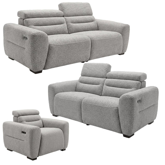 Thornton 3 Piece Electric Recliner Sofa Suite Boucle Beige or Grey