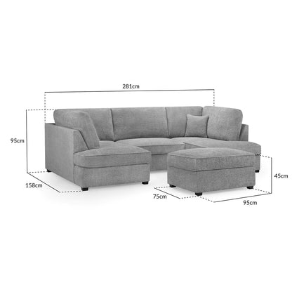 California Boucle Beige or Grey U shaped 6 Seater Sofa