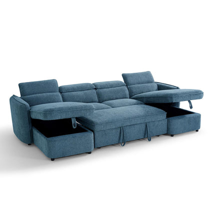 Ria Large 4 5 Seater Fabric U Shaped Sofa Bed Tilting Headrest Storage