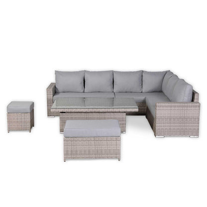 Outdoor Corner Sofa Set with Adjustable Rising Dining Table
