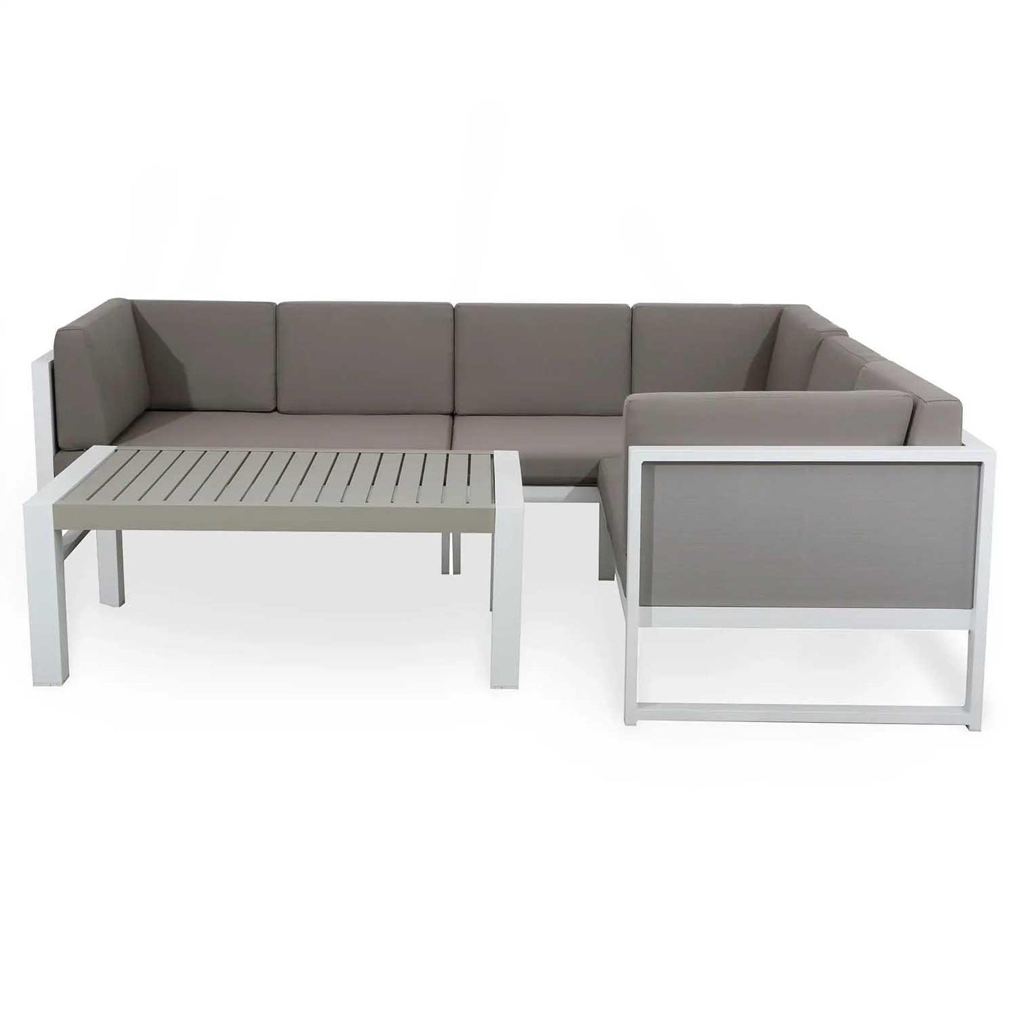 Aluminium Garden Corner Sofa Set 6 Seater with Coffee Table