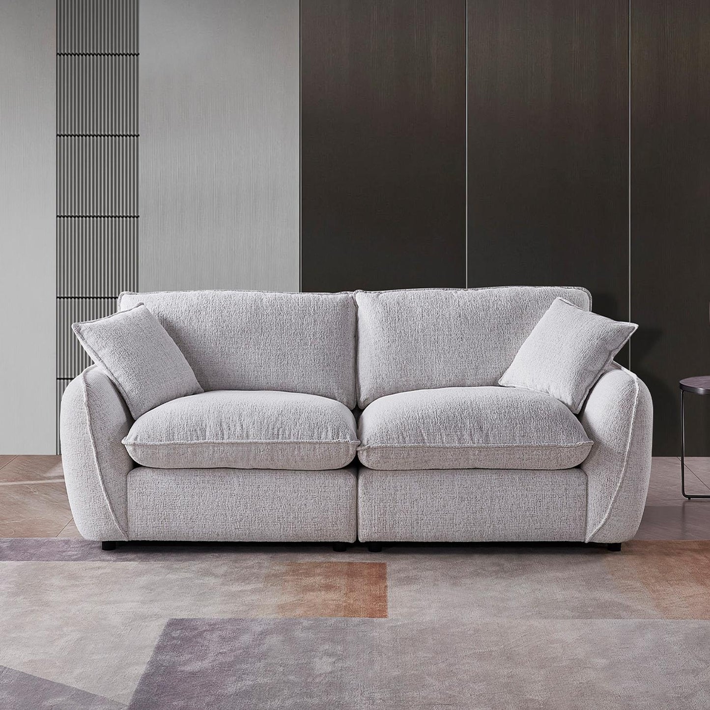 Berti Beige or Grey Fabric 2 Seater Sofa