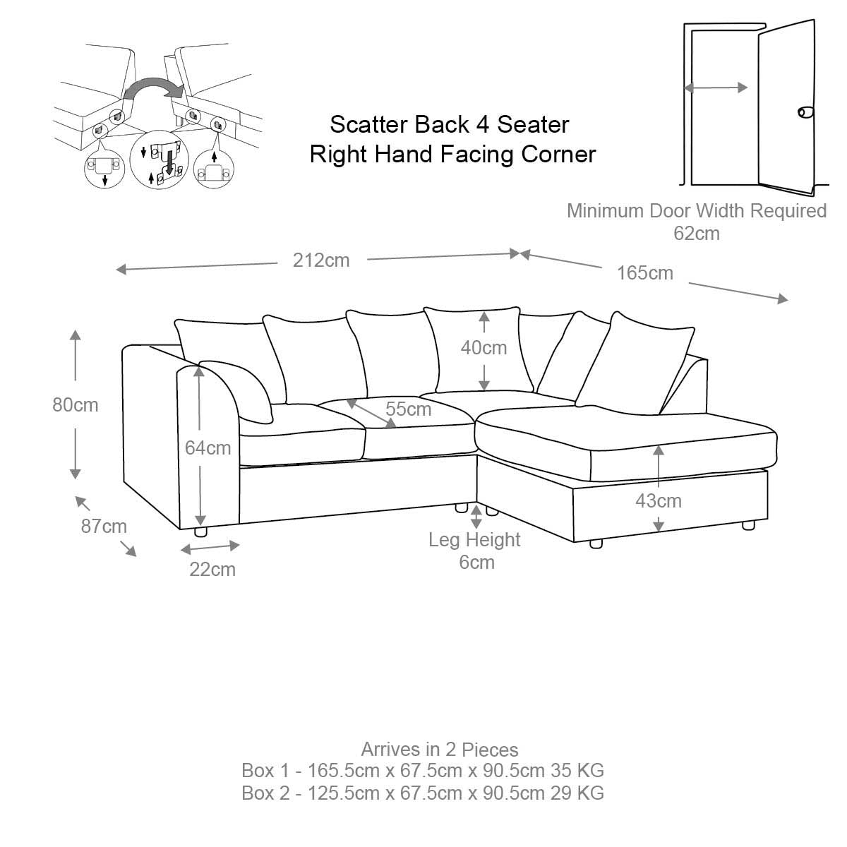 Casper Chenille Fabric Corner Sofa