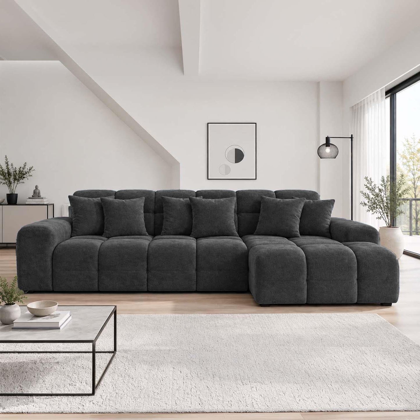 Jenson Plush Velvet Corner Sofa Left Right Hand Facing with Chaise