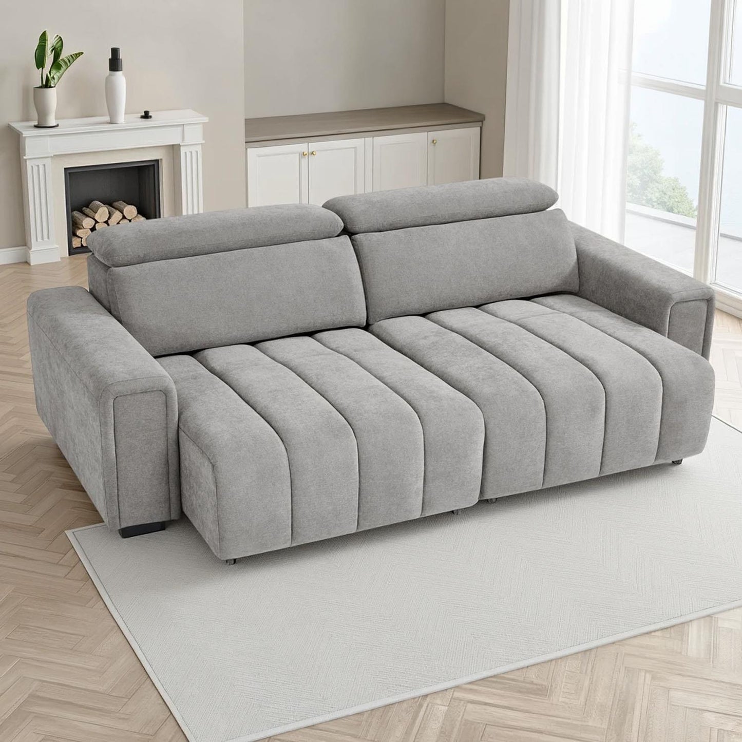 Millie 3 Seater Electric Sliding Sofa Adjustable Headrests 3 Colours