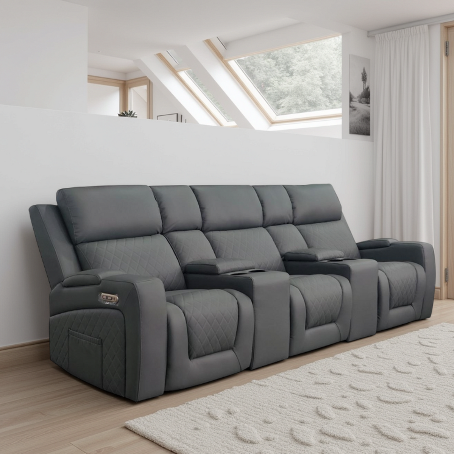 Florida Cinema 3 Seater Electric Reclining Leather Sofa