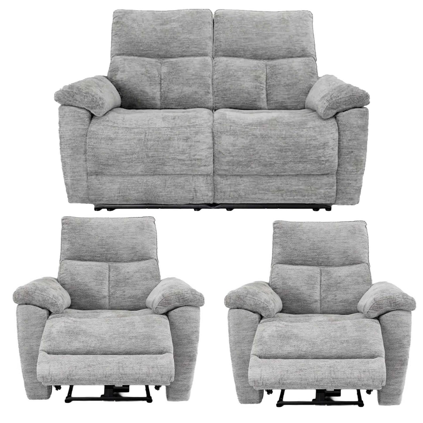 Kent Electric Reclining 3 Piece Sofa Suite 2 + 1 + 1 Grey